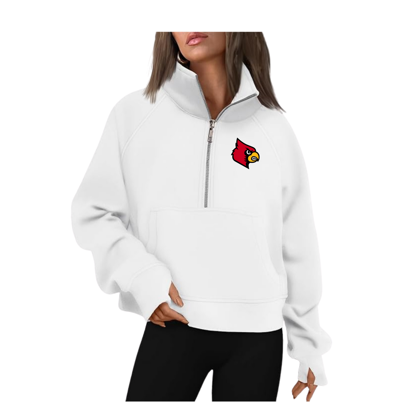 Cropped Quarter-Zip Fleece Pullover